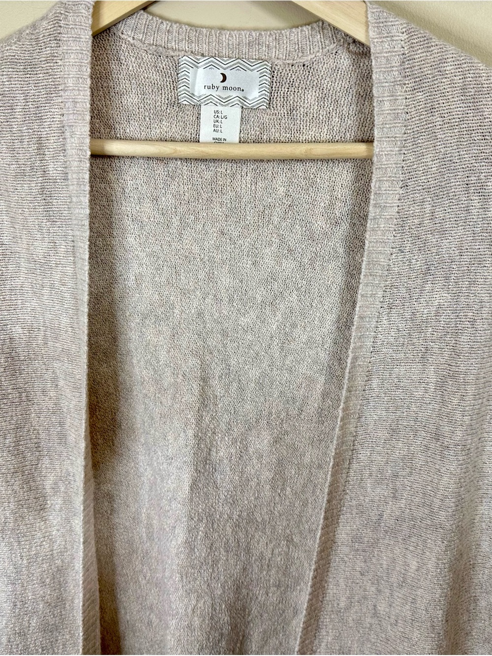 🌙 Anthropology Ruby Moon Open-Front Oversized Knit Shrug in Light Taupe - Large - Picture 2 of 5